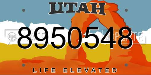 8950548 Utah License Plate
