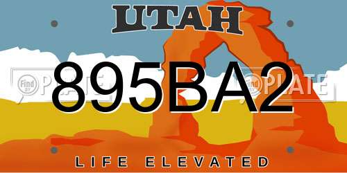 895BA2 Utah License Plate
