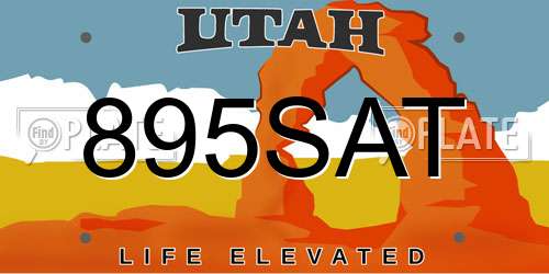 895SAT Utah License Plate