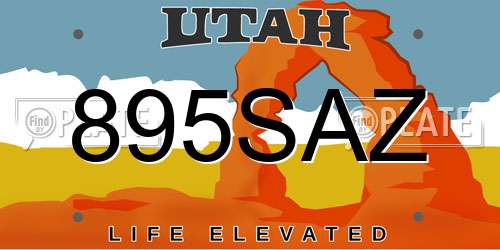 895SAZ Utah License Plate