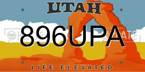 896UPA Utah License Plate
