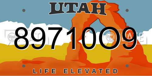 89710O9 Utah License Plate
