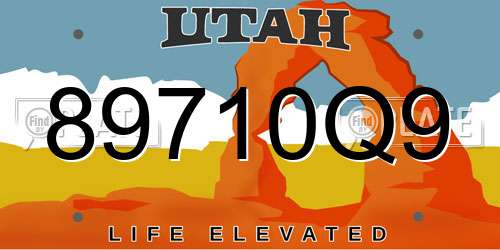 89710Q9 Utah License Plate