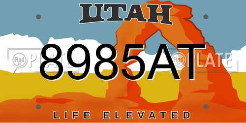 8985AT Utah License Plate