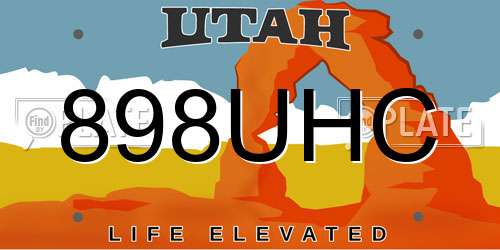 898UHC Utah License Plate