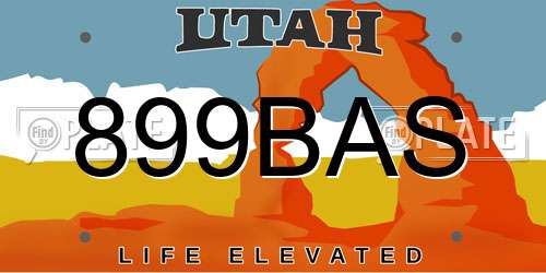 899BAS Utah License Plate