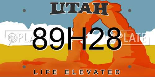 89H28 Utah License Plate