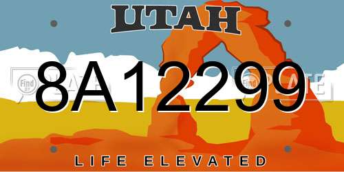 8A12299 Utah License Plate