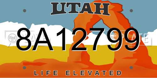 8A12799 Utah License Plate