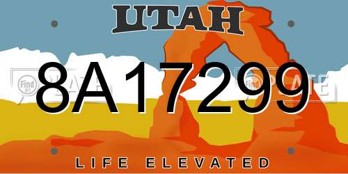 8A17299 Utah License Plate