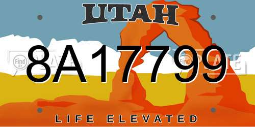 8A17799 Utah License Plate