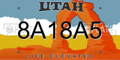 8A18A5 Utah License Plate