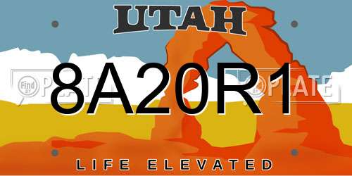 8A20R1 Utah License Plate