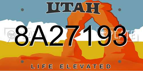8A27193 Utah License Plate