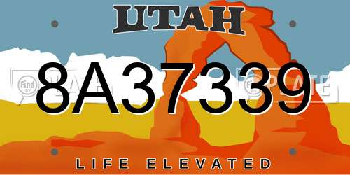 8A37339 Utah License Plate