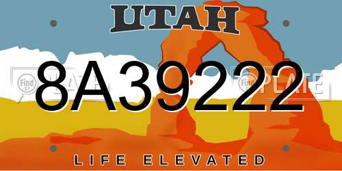 8A39222 Utah License Plate