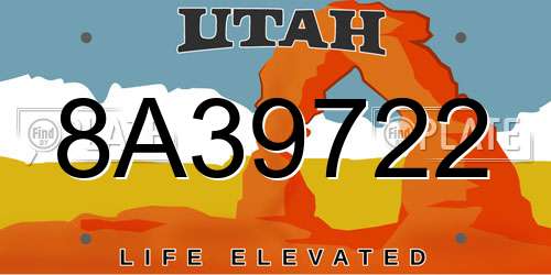 8A39722 Utah License Plate