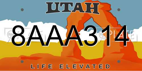 8AAA314 Utah License Plate