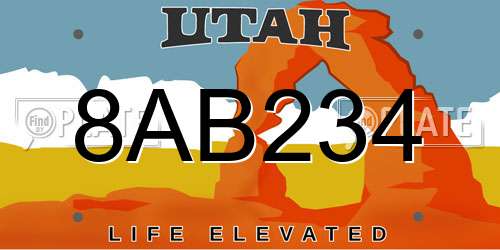 8AB234 Utah License Plate