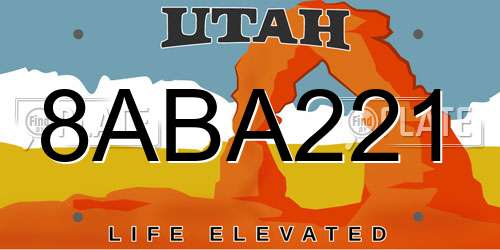 8ABA221 Utah License Plate