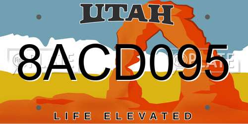 8ACD095 Utah License Plate