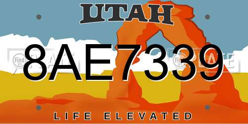 8AE7339 Utah License Plate