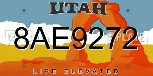 8AE9272 Utah License Plate