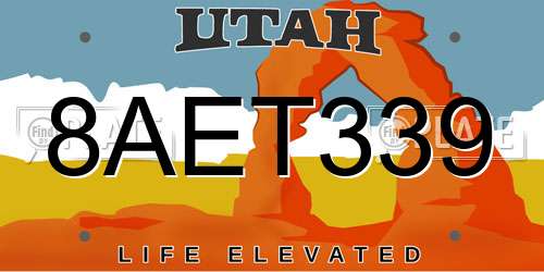 8AET339 Utah License Plate