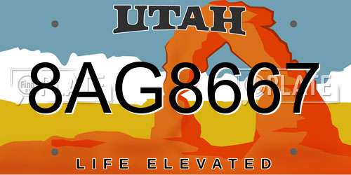 8AG8667 Utah License Plate