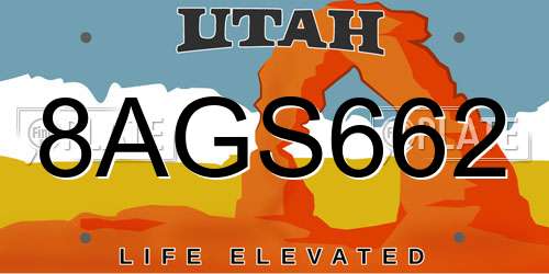 8AGS662 Utah License Plate