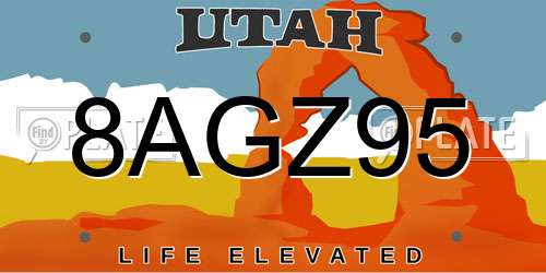 8AGZ95 Utah License Plate