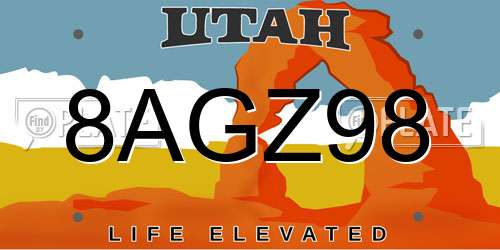 8AGZ98 Utah License Plate