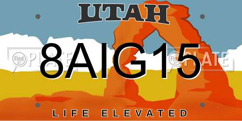 8AIG15 Utah License Plate