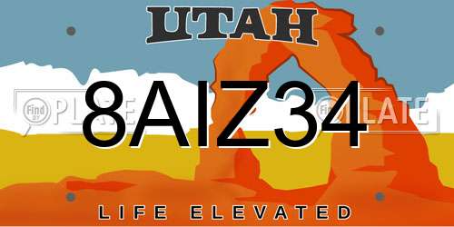 8AIZ34 Utah License Plate