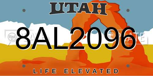 8AL2096 Utah License Plate