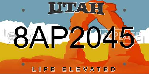 8AP2045 Utah License Plate