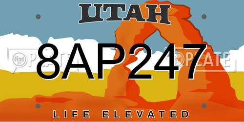 8AP247 Utah License Plate