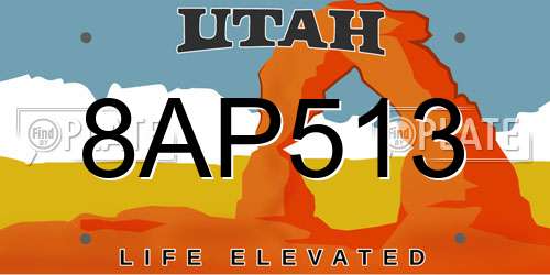 8AP513 Utah License Plate