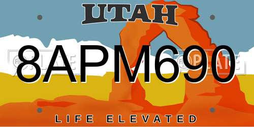 8APM690 Utah License Plate