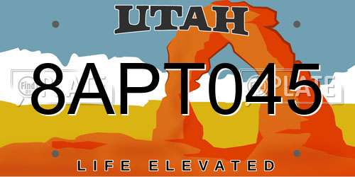 8APT045 Utah License Plate