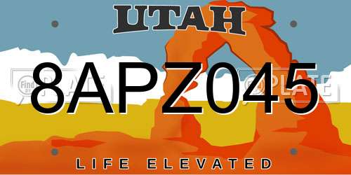 8APZ045 Utah License Plate