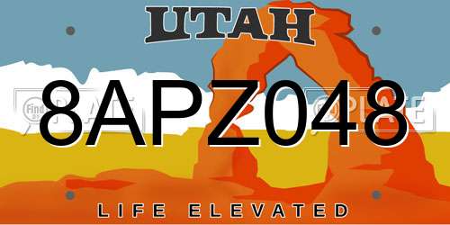 8APZ048 Utah License Plate