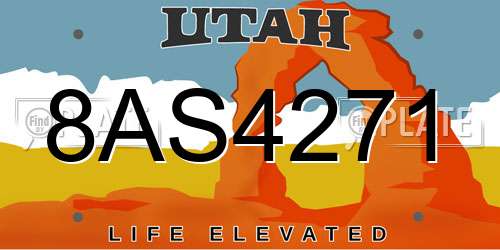 8AS4271 Utah License Plate