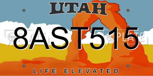 8AST515 Utah License Plate