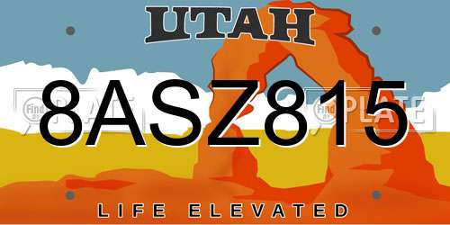 8ASZ815 Utah License Plate