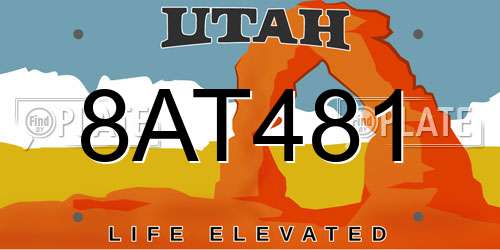 8AT481 Utah License Plate