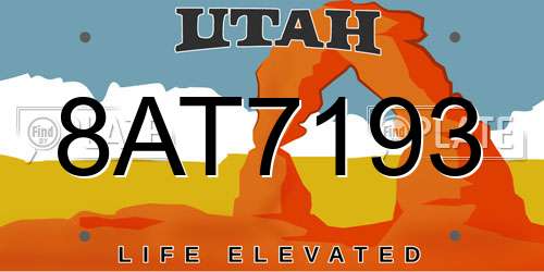 8AT7193 Utah License Plate