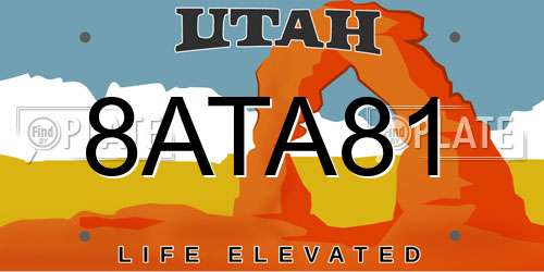 8ATA81 Utah License Plate