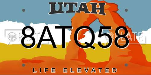 8ATQ58 Utah License Plate