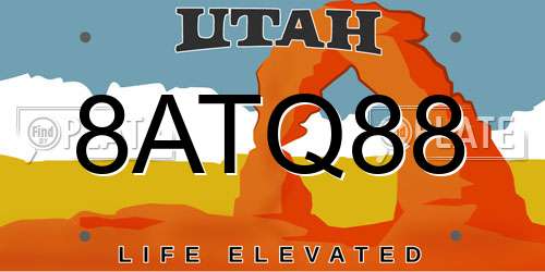 8ATQ88 Utah License Plate